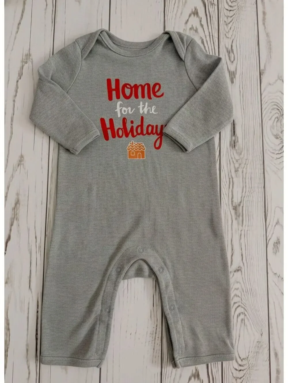 Old Navy Baby 3-6M Gray Holiday Onesie Romper